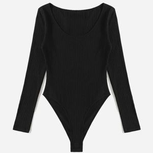 SHEIN Ribbed Long Sleeved Bodysuit